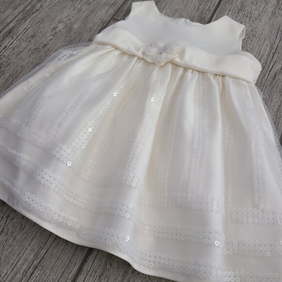 American Princess Baby Girl Ivory Sequin Party Dress Size 12M - Picture 4 of 7